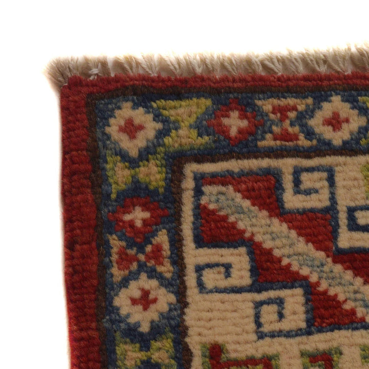 Red Afghan Kazak Rug 3' 2" x 4' 9" Hand-Knotted | No. AL63037