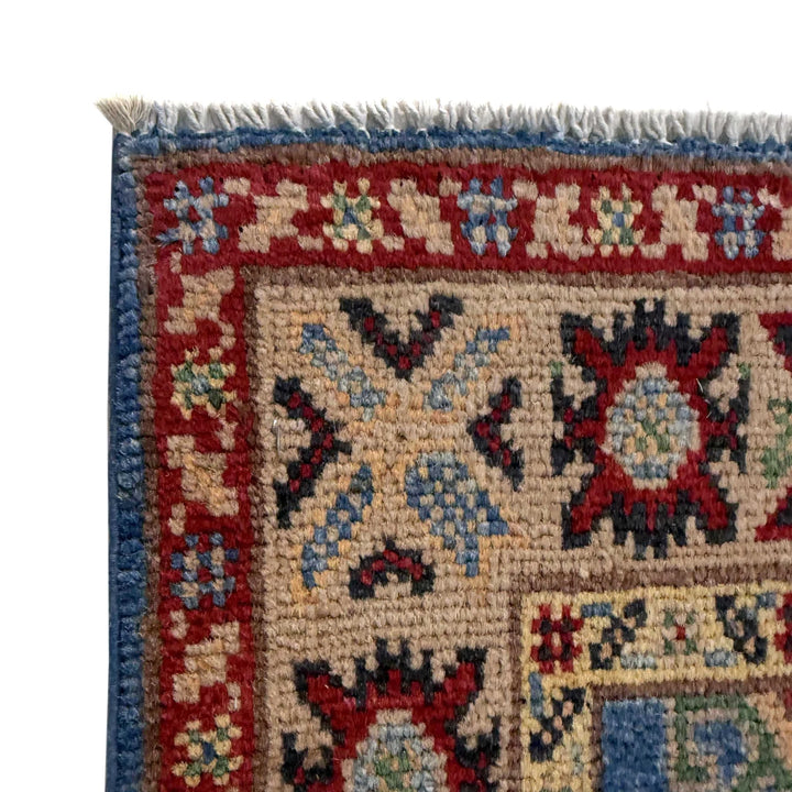 Blue Afghan Kazak Rug 2' 1" x 6' 3" Hand-Knotted | No. AL63041