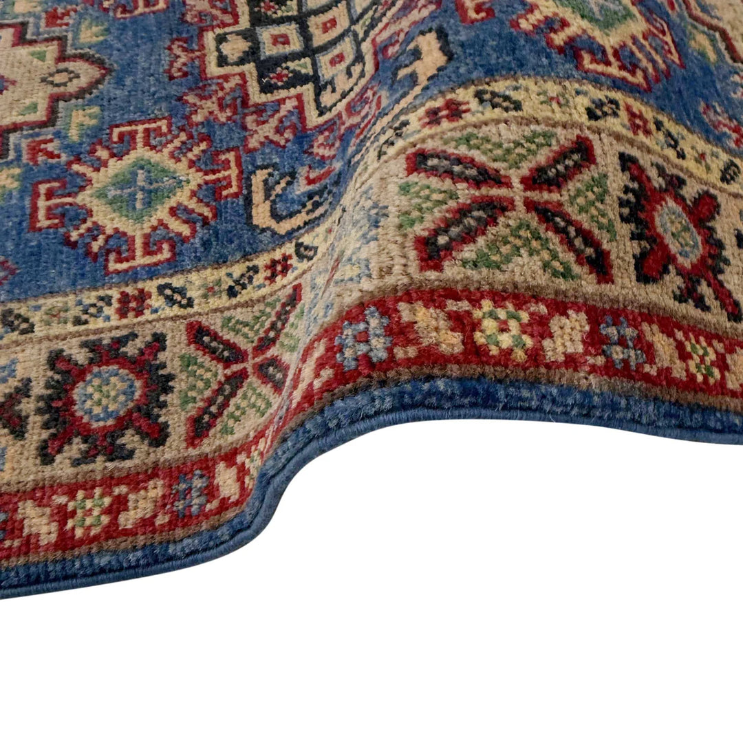 Blue Afghan Kazak Rug 2' 1" x 6' 3" Hand-Knotted | No. AL63041