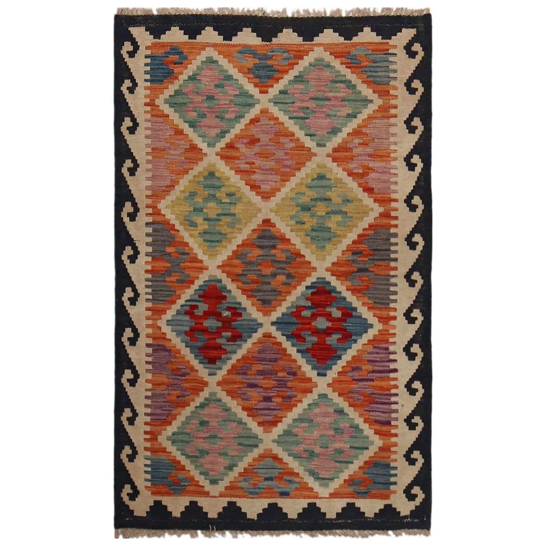 Afghan Vegetable Kilim Rug 2' 9" x 4' 7" Flat-Weave | No. AL63046