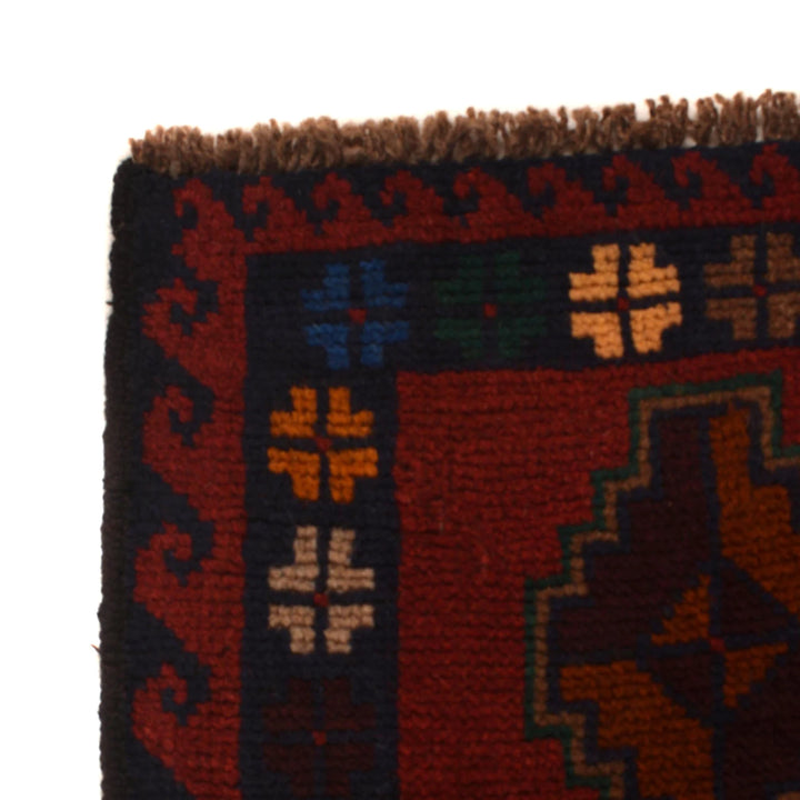 Red Afghan Baluchi Rug 2' 11" x 4' 5" Hand-Knotted | No. AL63058