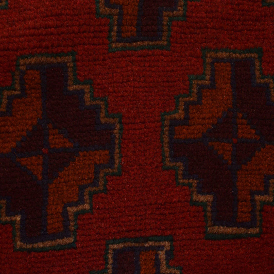 Red Afghan Baluchi Rug 2' 11" x 4' 5" Hand-Knotted | No. AL63058