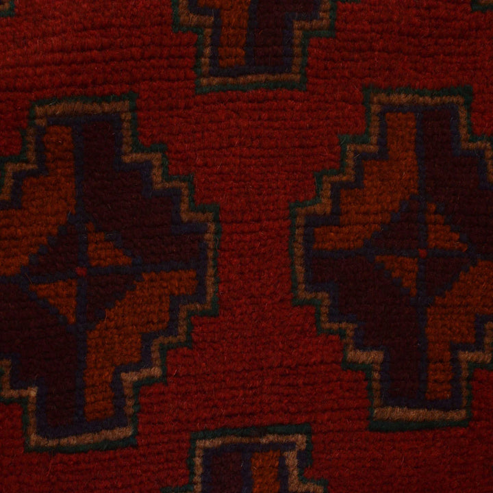 Red Afghan Baluchi Rug 2' 11" x 4' 5" Hand-Knotted | No. AL63058