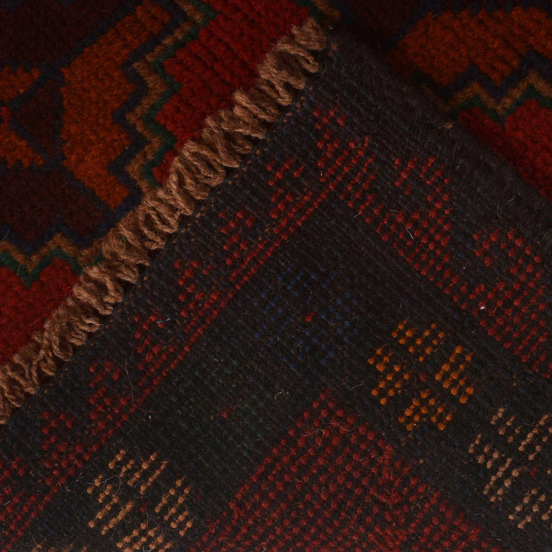 Red Afghan Baluchi Rug 2' 11" x 4' 5" Hand-Knotted | No. AL63058