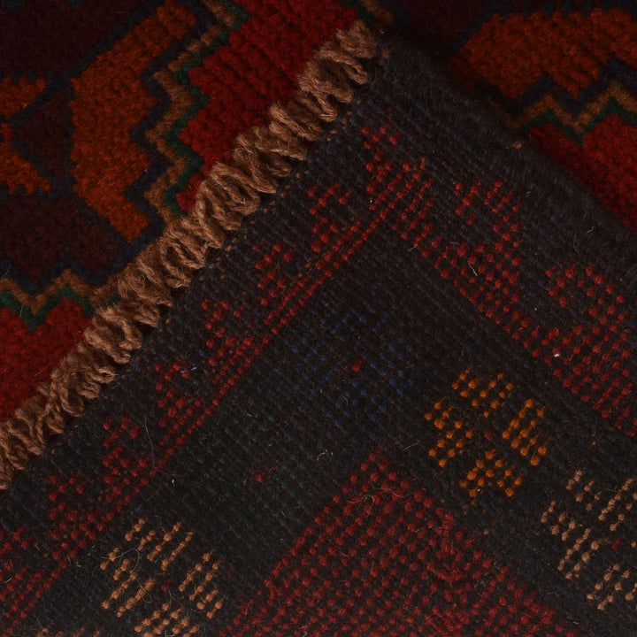Red Afghan Baluchi Rug 2' 11" x 4' 5" Hand-Knotted | No. AL63058