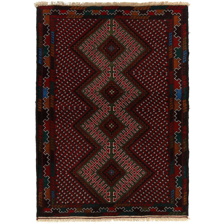 Afghan Baluchi Rug 2'11" x 4'4" Hand-Knotted | No. AL63059