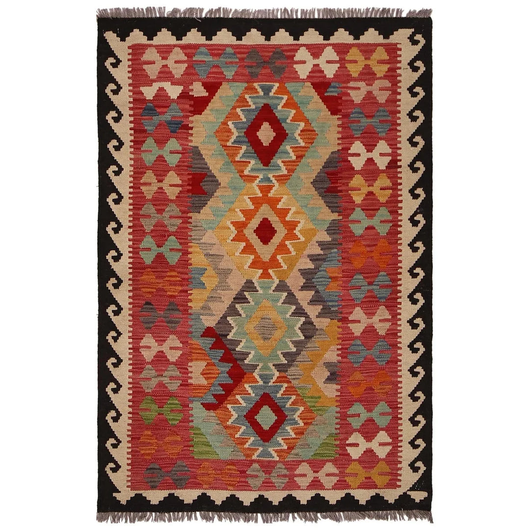 Afghan Vegetable Kilim Rug 3' 3" x 5' 0" Flat-Weave | No. AL63144