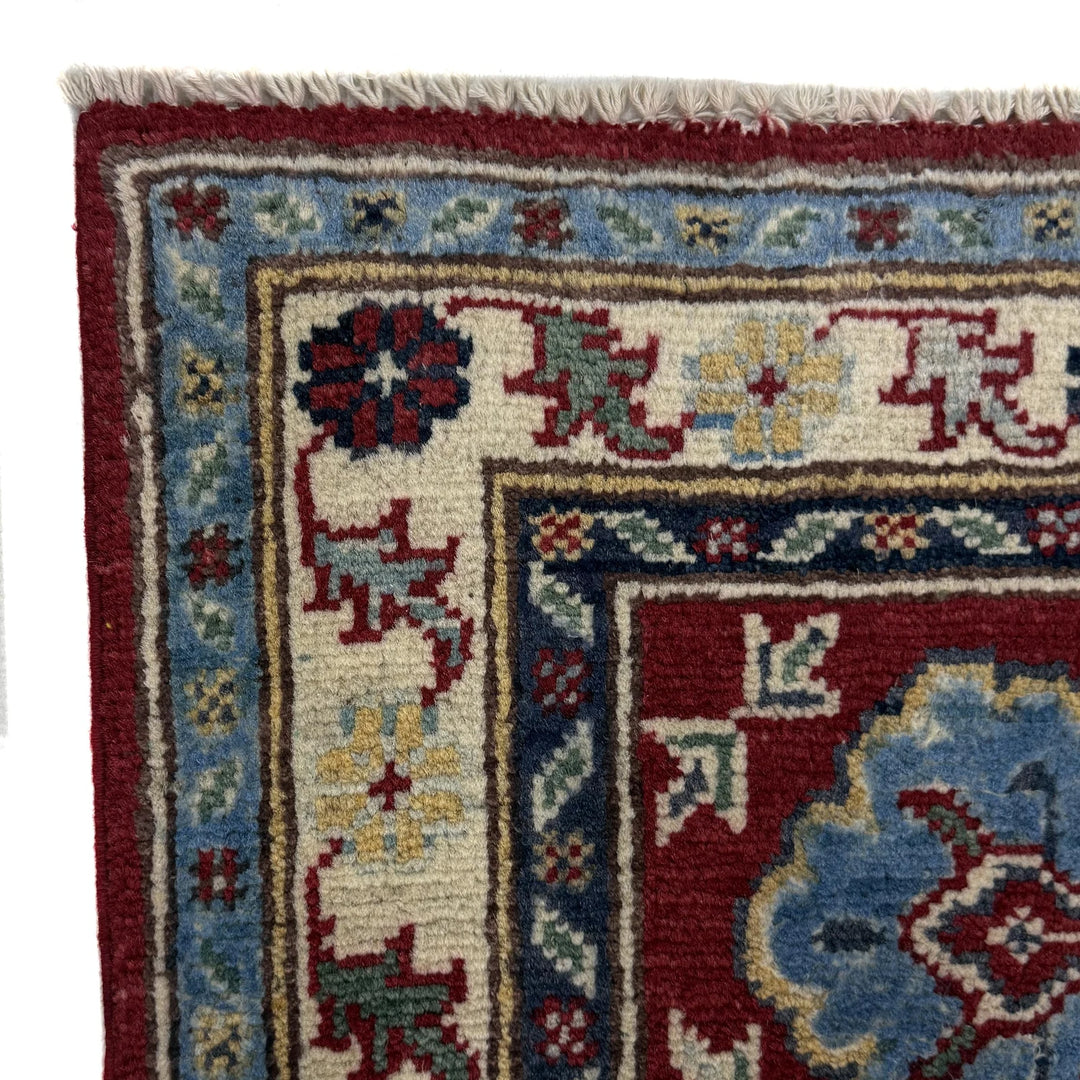 Red Afghan Kazak Rug 2' 0" x 5' 10" Hand-Knotted | No. AL63145