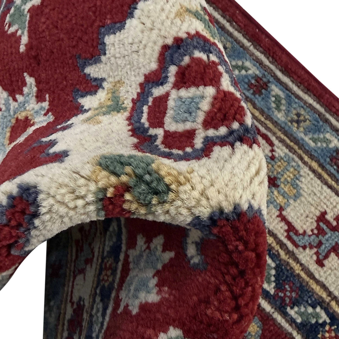 Red Afghan Kazak Rug 2' 0" x 5' 10" Hand-Knotted | No. AL63145