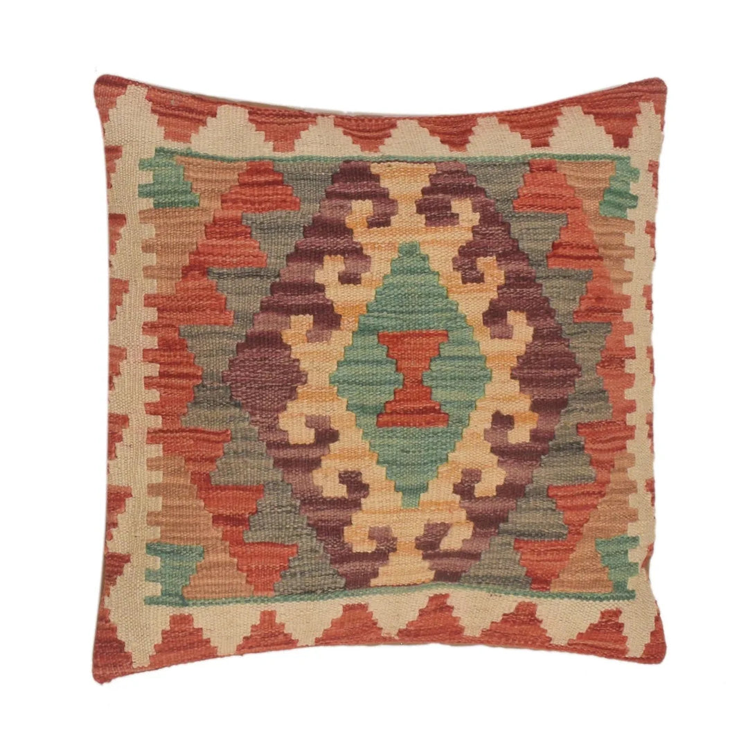 Afghan Kilim Cushion Cover 1' 6" x 1' 6" Flat-Weave | No. AL63174