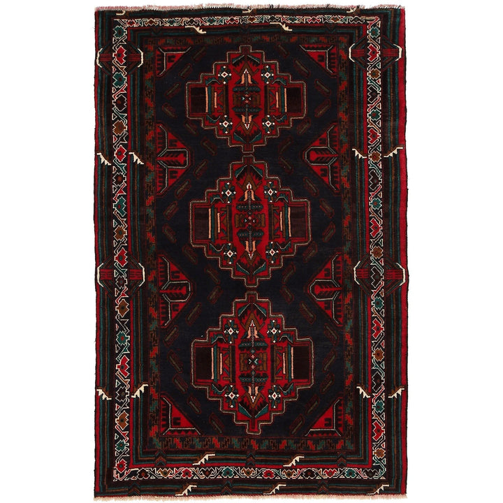 Afghan Baluchi Rug 3' 11" x 6' 3" Hand-Knotted | No. AL63188