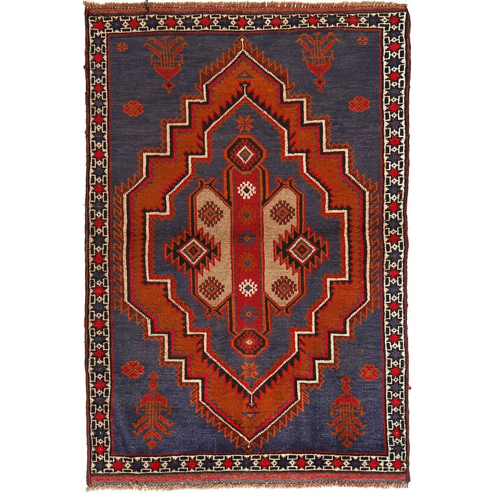 Afghan Baluchi Rug 3' 1" x 4' 10" Hand-Knotted | No. AL63210