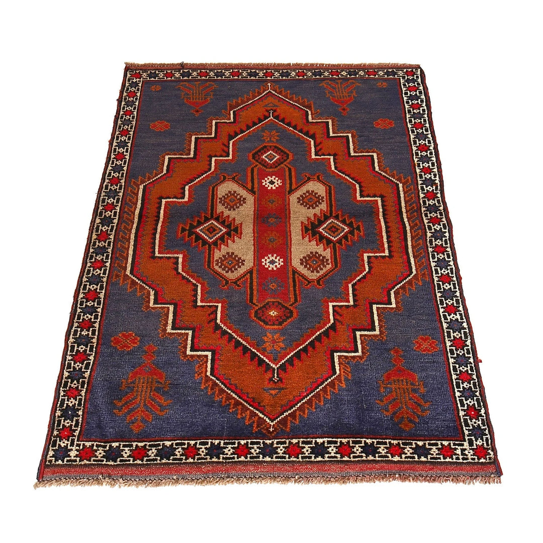 Afghan Baluchi Rug 3' 1" x 4' 10" Hand-Knotted | No. AL63210