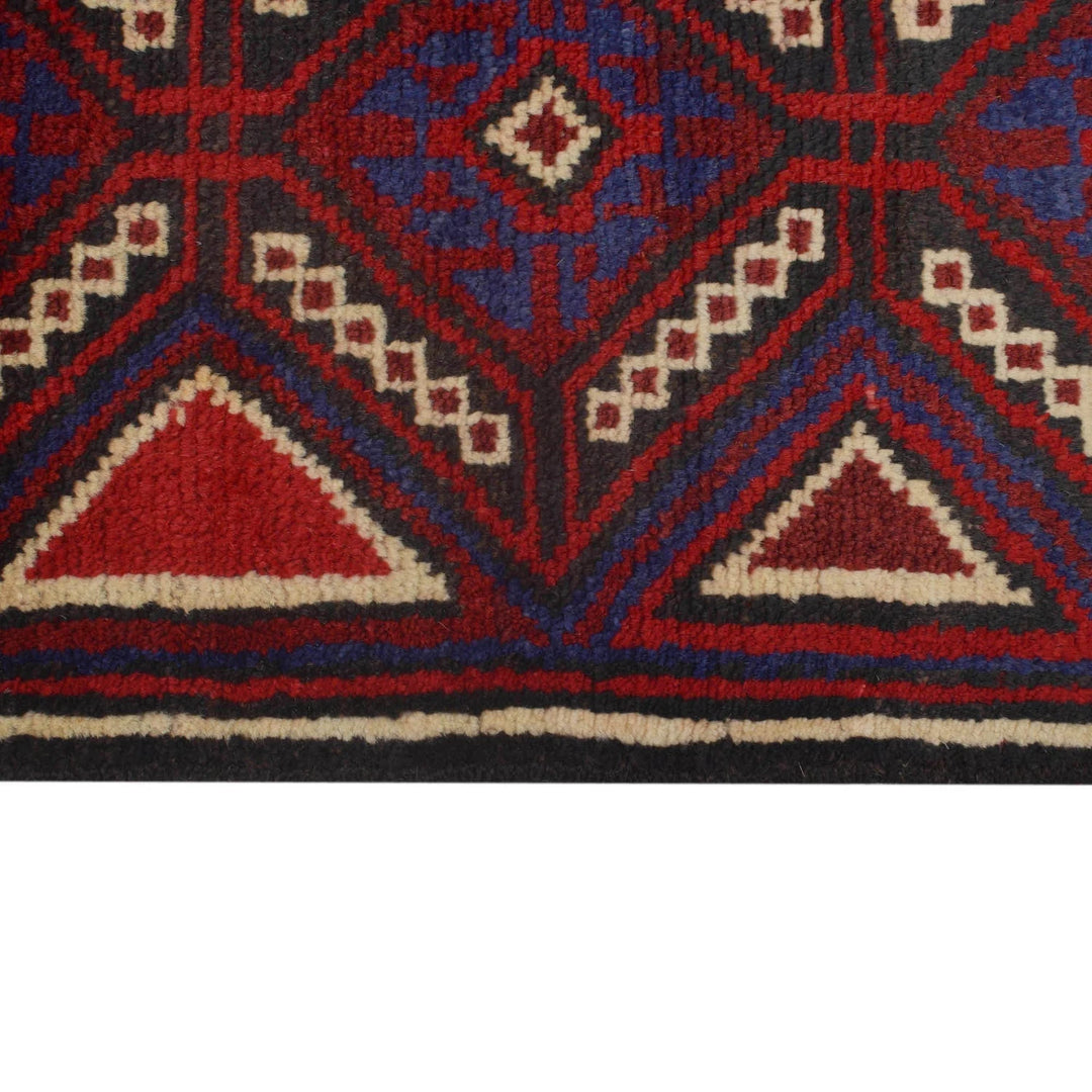 Afghan Baluchi Rug 3' 2" x 4' 7" Hand-Knotted | No. AL63241