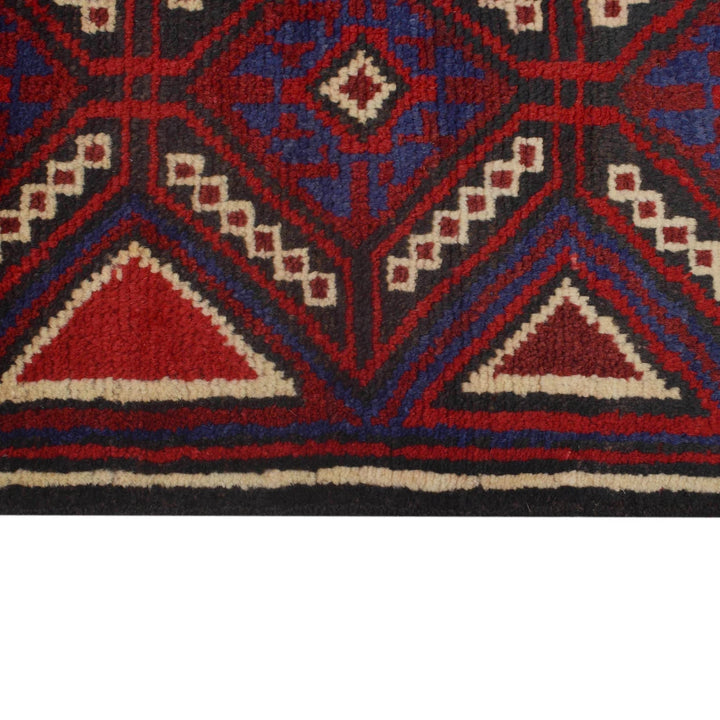 Afghan Baluchi Rug 3' 2" x 4' 7" Hand-Knotted | No. AL63241