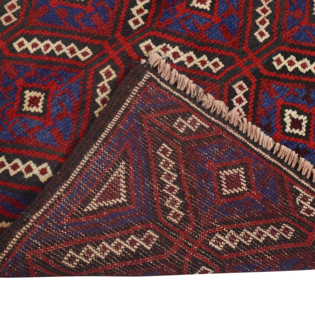Afghan Baluchi Rug 3' 2" x 4' 7" Hand-Knotted | No. AL63241