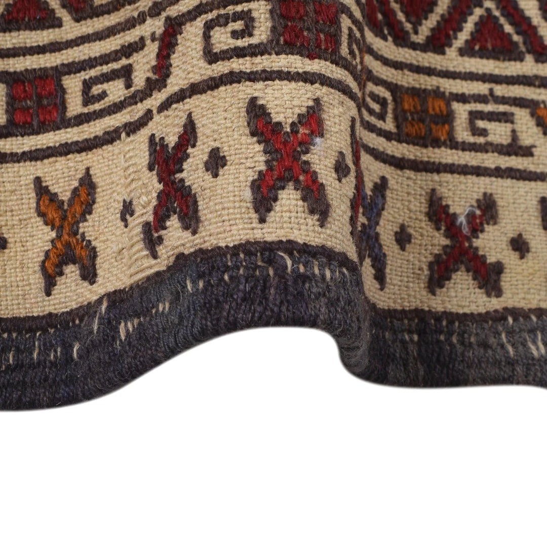 White Afghan Soumak Rug 4' 2" x 6' 6" Flat-Weave | No. AL63251