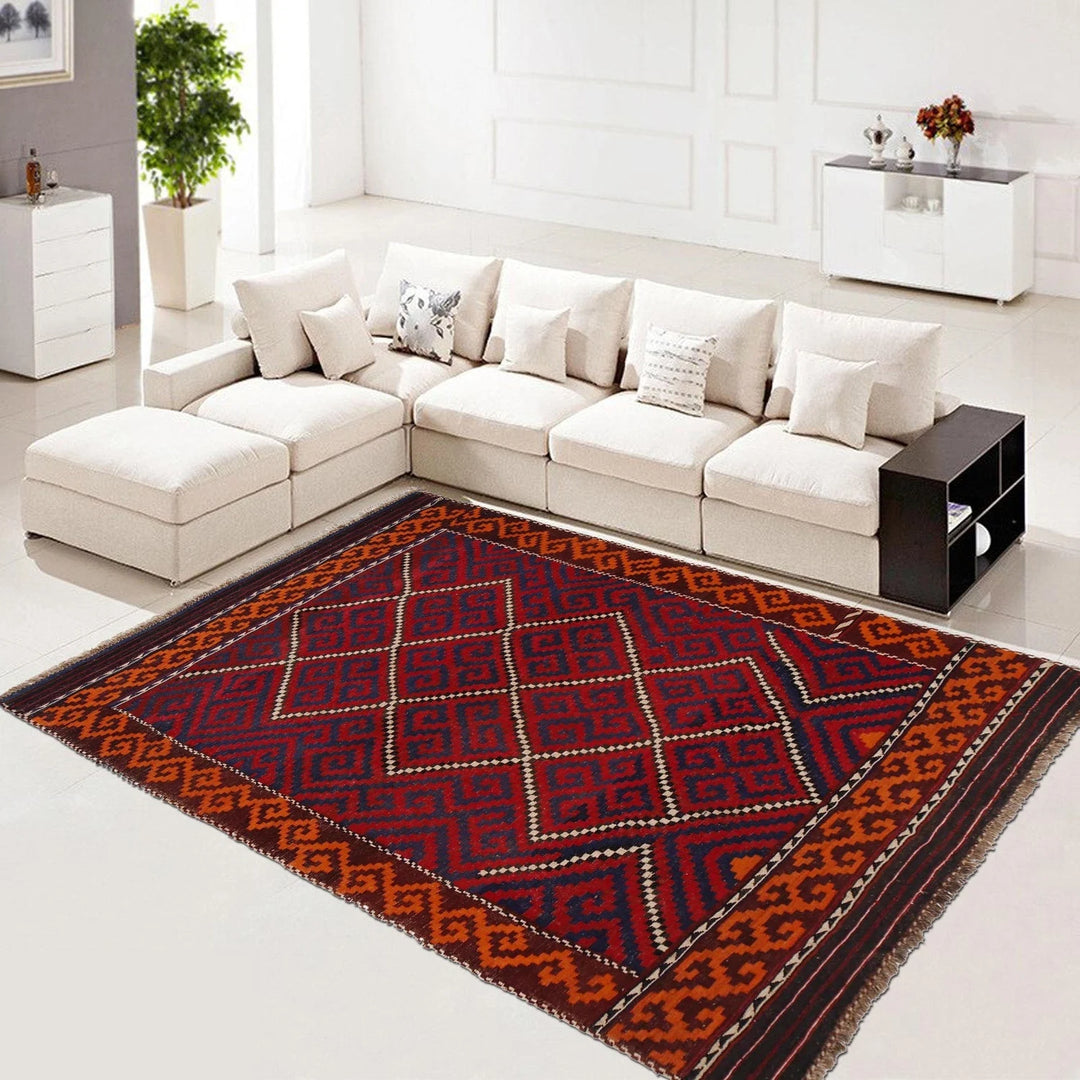 Afghan Maimana Kilim Rug 6' 1" x 9' 9" Flat-Weave | No. AL63252