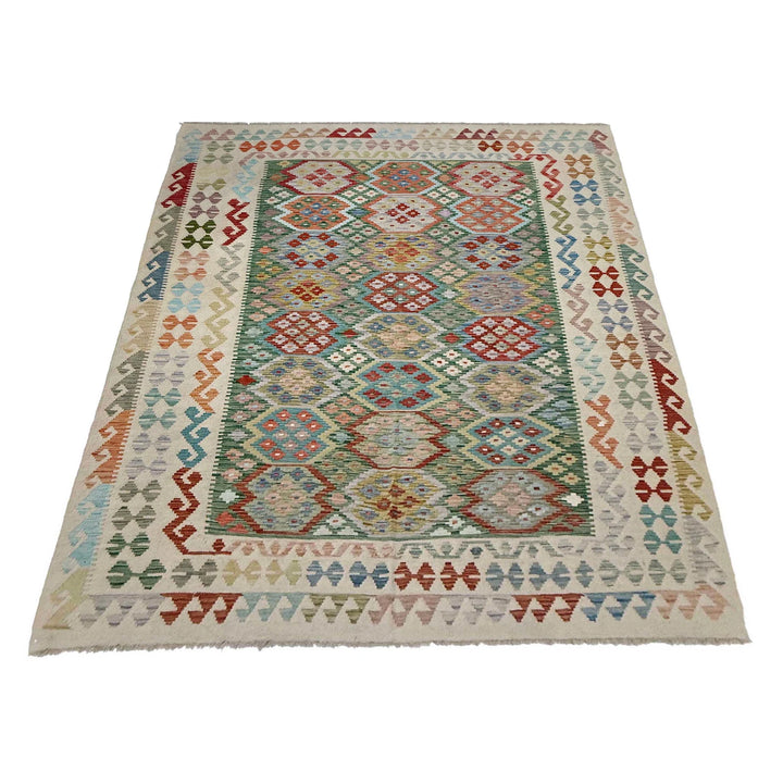 Afghan Vegetable Kilim Rug 6' 4" x 9' 5" Flat-Weave | No. AL632607