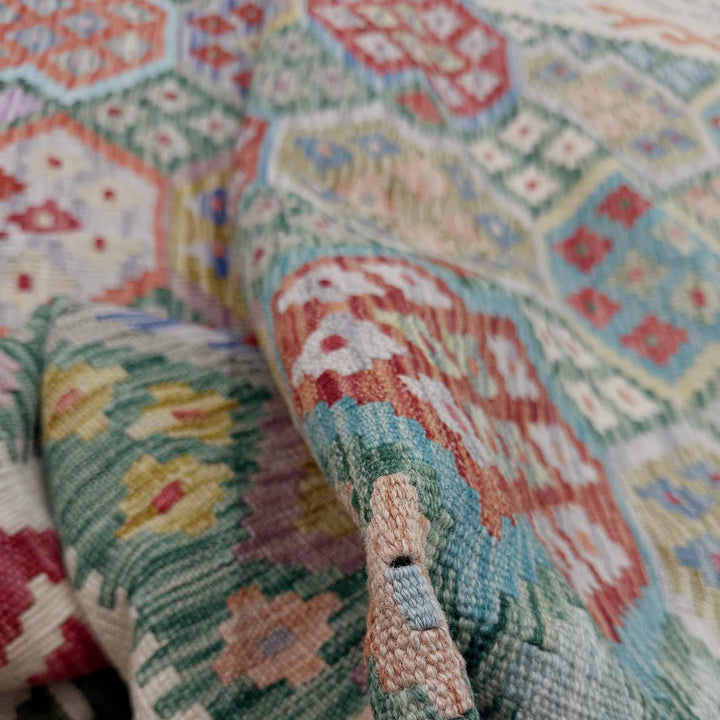 Afghan Vegetable Kilim Rug 6' 4" x 9' 5" Flat-Weave | No. AL632607
