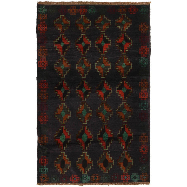 Afghan Baluchi Rug 4' 2" x 6' 6" Hand-Knotted | No. AL63405