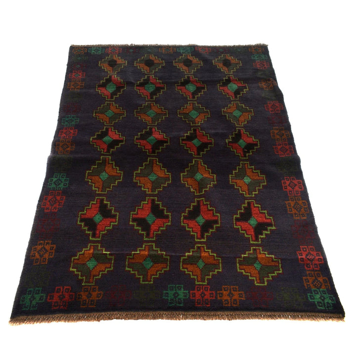 Afghan Baluchi Rug 4' 2" x 6' 6" Hand-Knotted | No. AL63405