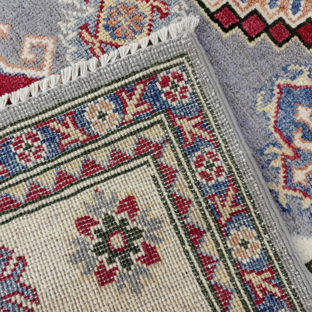 Gray Afghan Kazak Rug 4' 0" x 6' 0" Hand-Knotted | No. AL63420