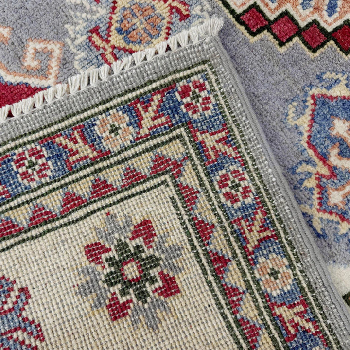 Gray Afghan Kazak Rug 4' 0" x 6' 0" Hand-Knotted | No. AL63420