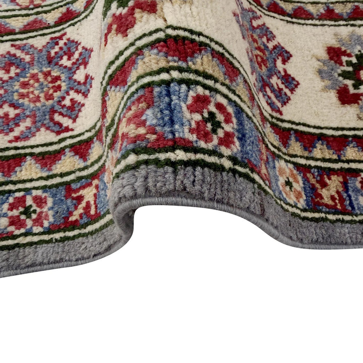 Gray Afghan Kazak Rug 4' 0" x 6' 0" Hand-Knotted | No. AL63420