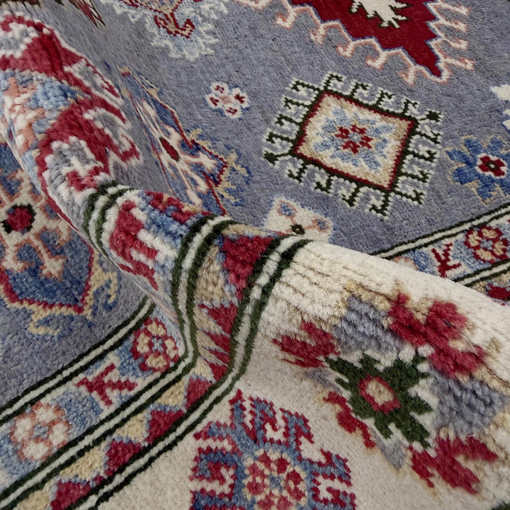 Gray Afghan Kazak Rug 4' 0" x 6' 0" Hand-Knotted | No. AL63420