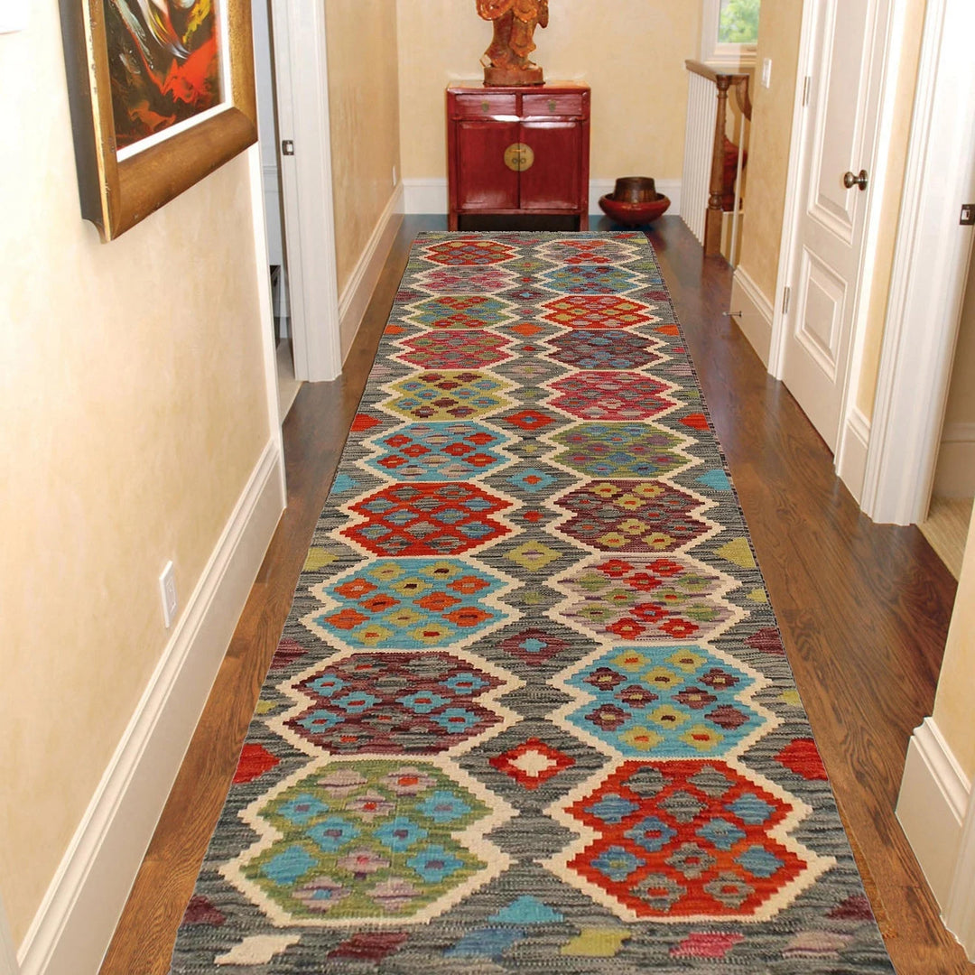 Afghan Kilim Rug 2' 10" x 9' 4" Flat-Weave | No. AL63431