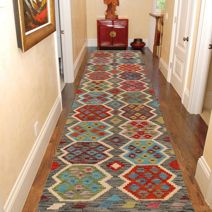 Afghan Kilim Rug 2' 10" x 9' 4" Flat-Weave | No. AL63431