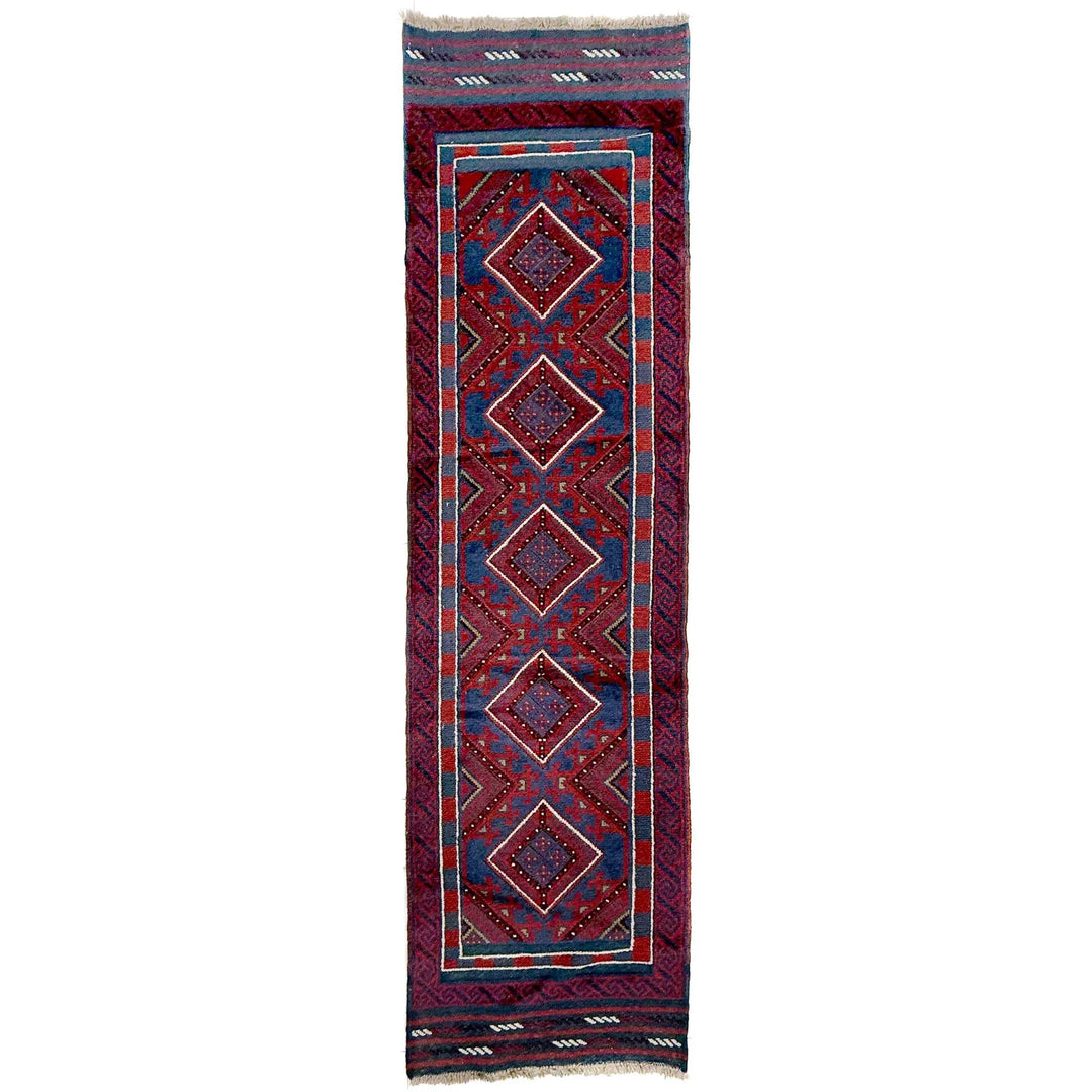 Deep Red Afghan Mashwani Rug 2' 2" x 7' 11" Hand-Knotted | No. AL63456