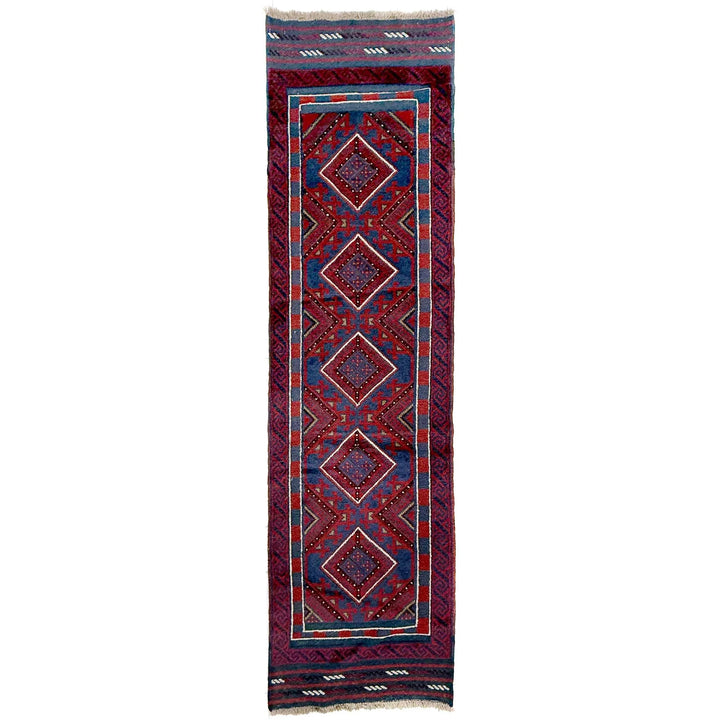 Deep Red Afghan Mashwani Rug 2' 2" x 7' 11" Hand-Knotted | No. AL63456