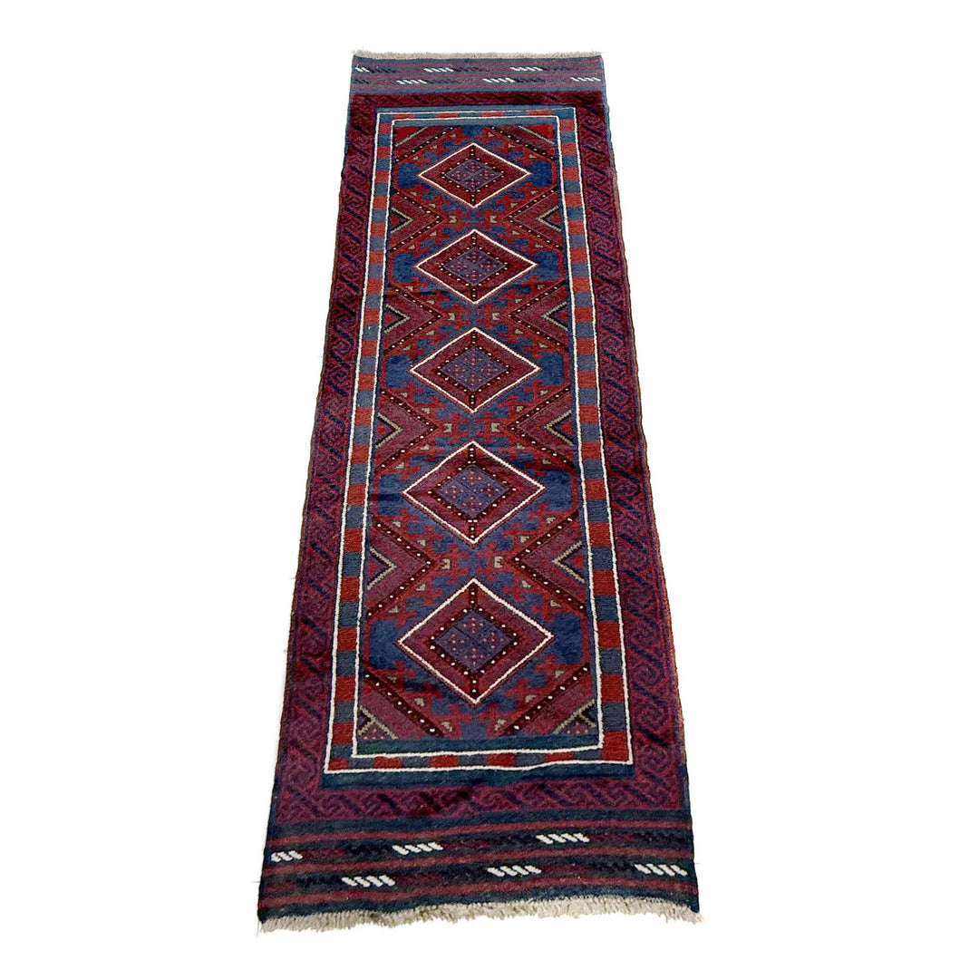 Deep Red Afghan Mashwani Rug 2' 2" x 7' 11" Hand-Knotted | No. AL63456