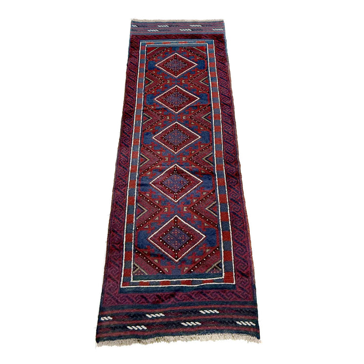 Deep Red Afghan Mashwani Rug 2' 2" x 7' 11" Hand-Knotted | No. AL63456