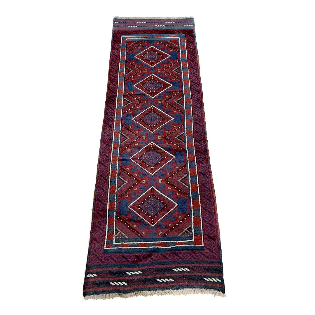 Deep Red Afghan Mashwani Rug 2'2" x 7'11" Hand-Knotted | No. AL63456