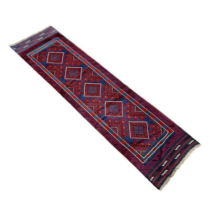 Deep Red Afghan Mashwani Rug 2' 2" x 7' 11" Hand-Knotted | No. AL63456