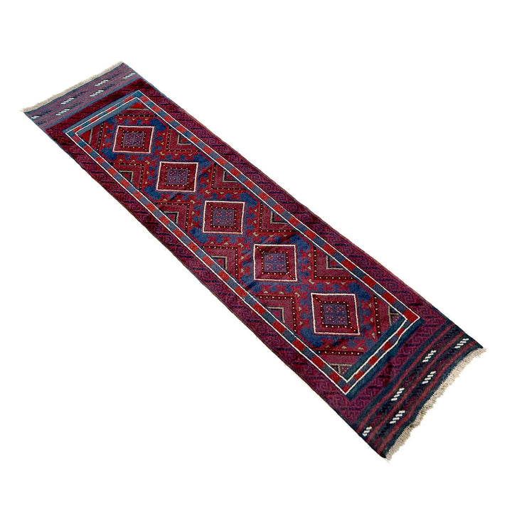 Deep Red Afghan Mashwani Rug 2'2" x 7'11" Hand-Knotted | No. AL63456