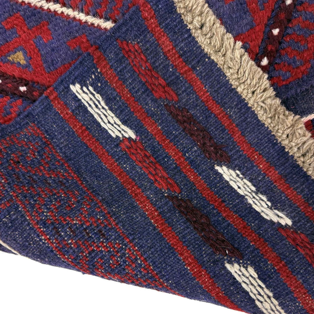 Deep Red Afghan Mashwani Rug 2' 2" x 7' 11" Hand-Knotted | No. AL63456