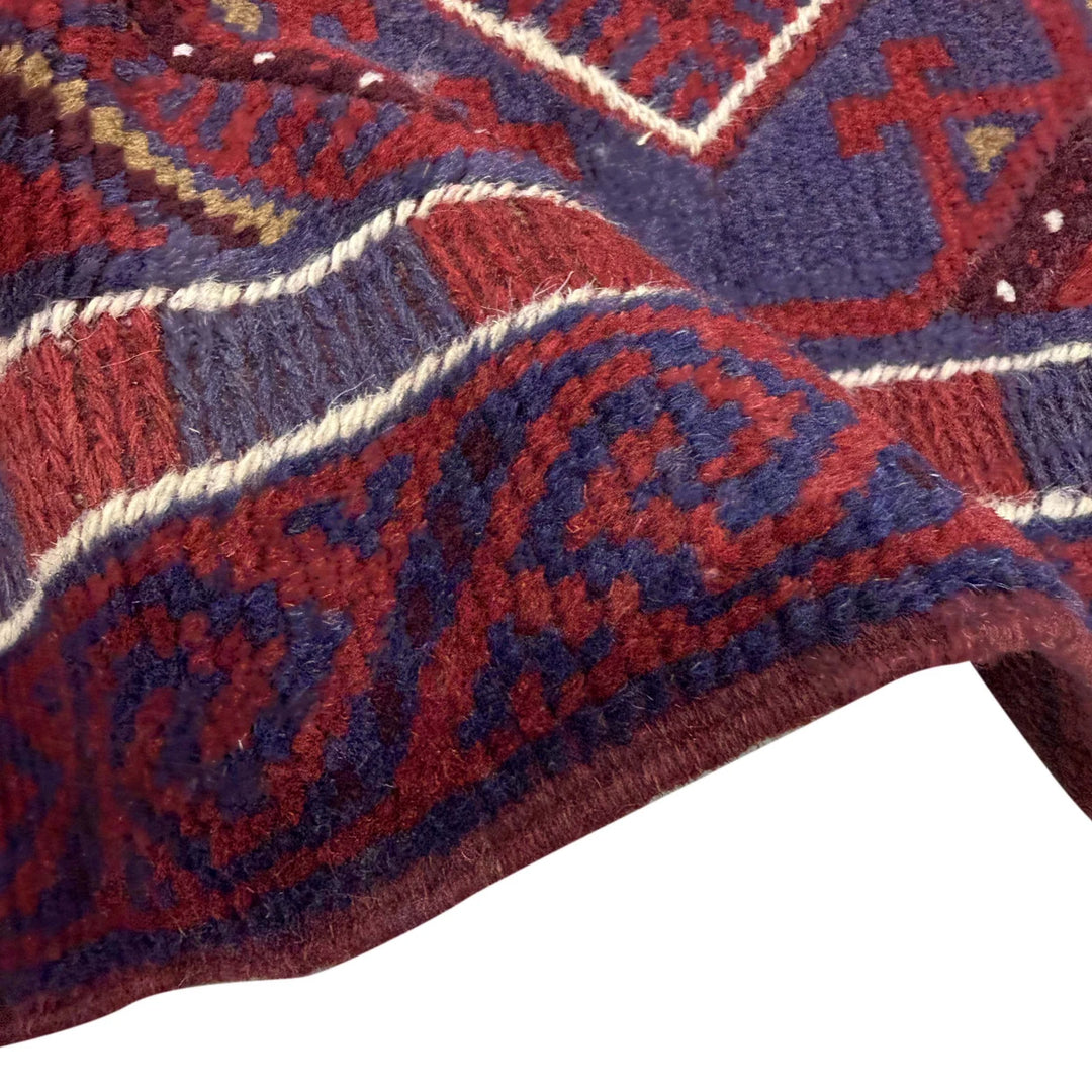 Deep Red Afghan Mashwani Rug 2' 2" x 7' 11" Hand-Knotted | No. AL63456