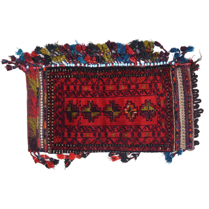 Red Afghan Balisht Rug 1' 7" x 3' 1" Hand-Knotted | No. AL63508