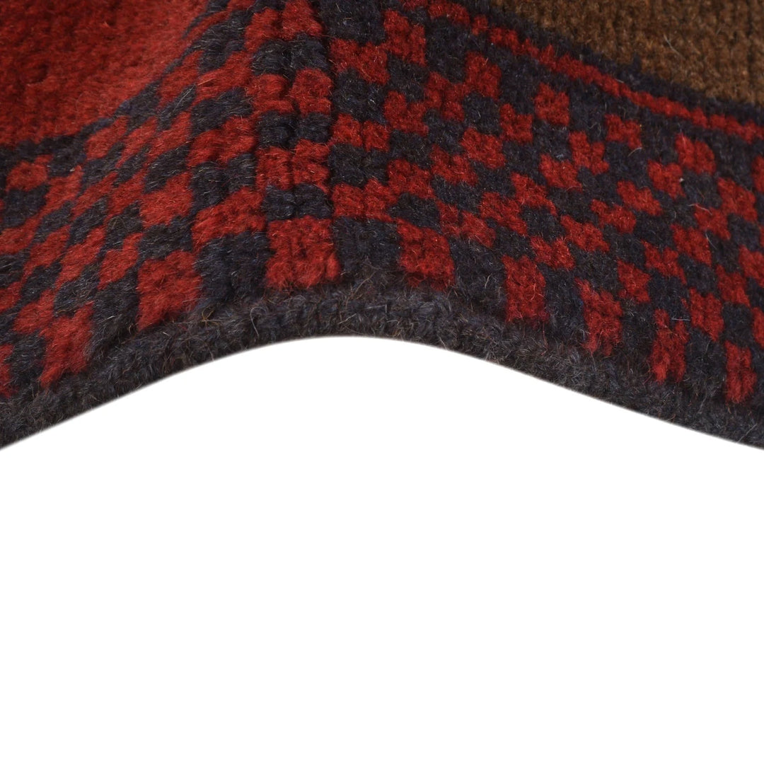 Red Afghan Baluchi Rug 4' 1" x 5' 11" Hand-Knotted | No. AL63651