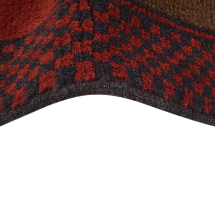 Red Afghan Baluchi Rug 4' 1" x 5' 11" Hand-Knotted | No. AL63651