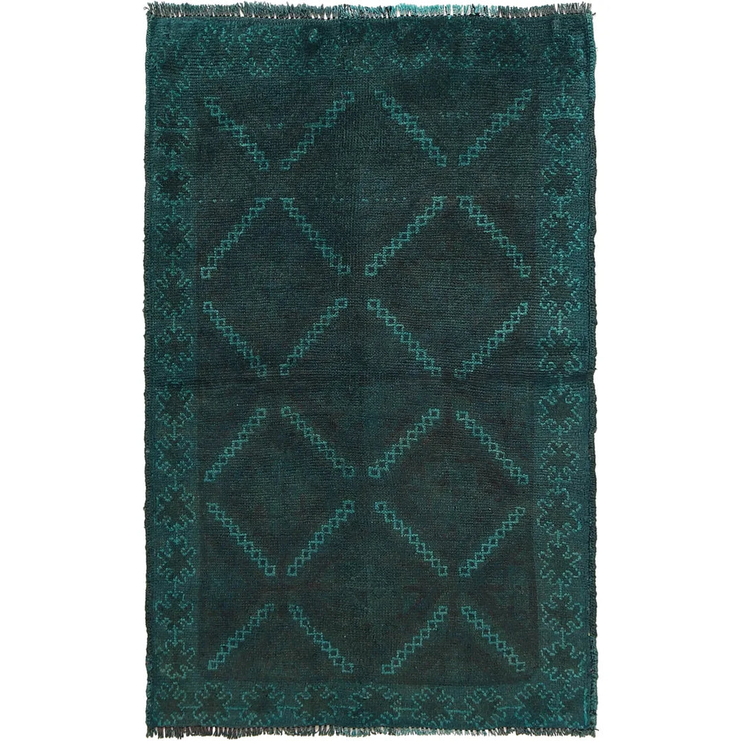 Blue Pakistani Overdyed Rug 2' 8" x 4' 3" Hand-Knotted | No. AL63655