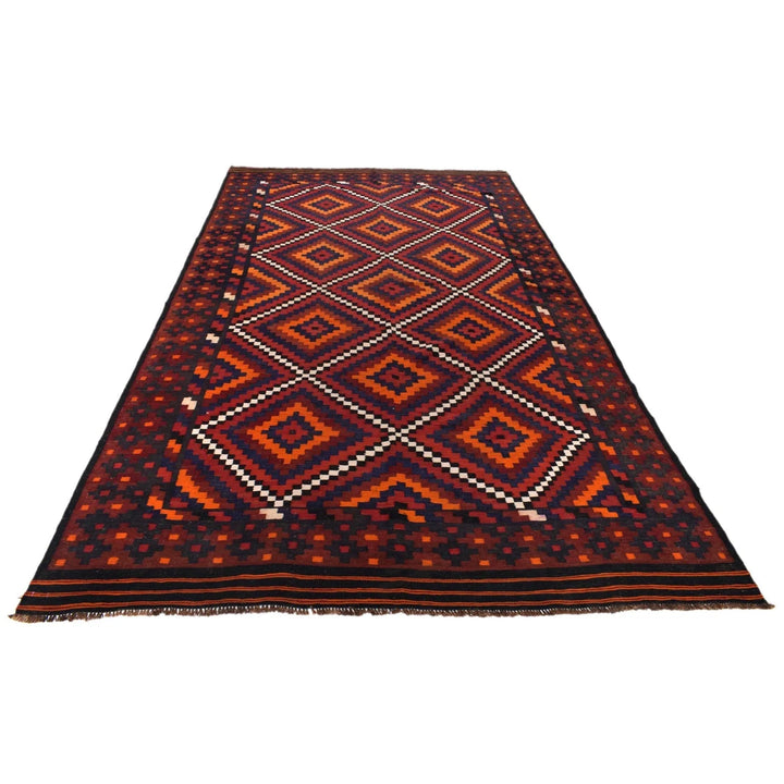 Red Afghan Maimana Kilim Rug 6'5" x 10'11" Flat-Weave | No. AL63663