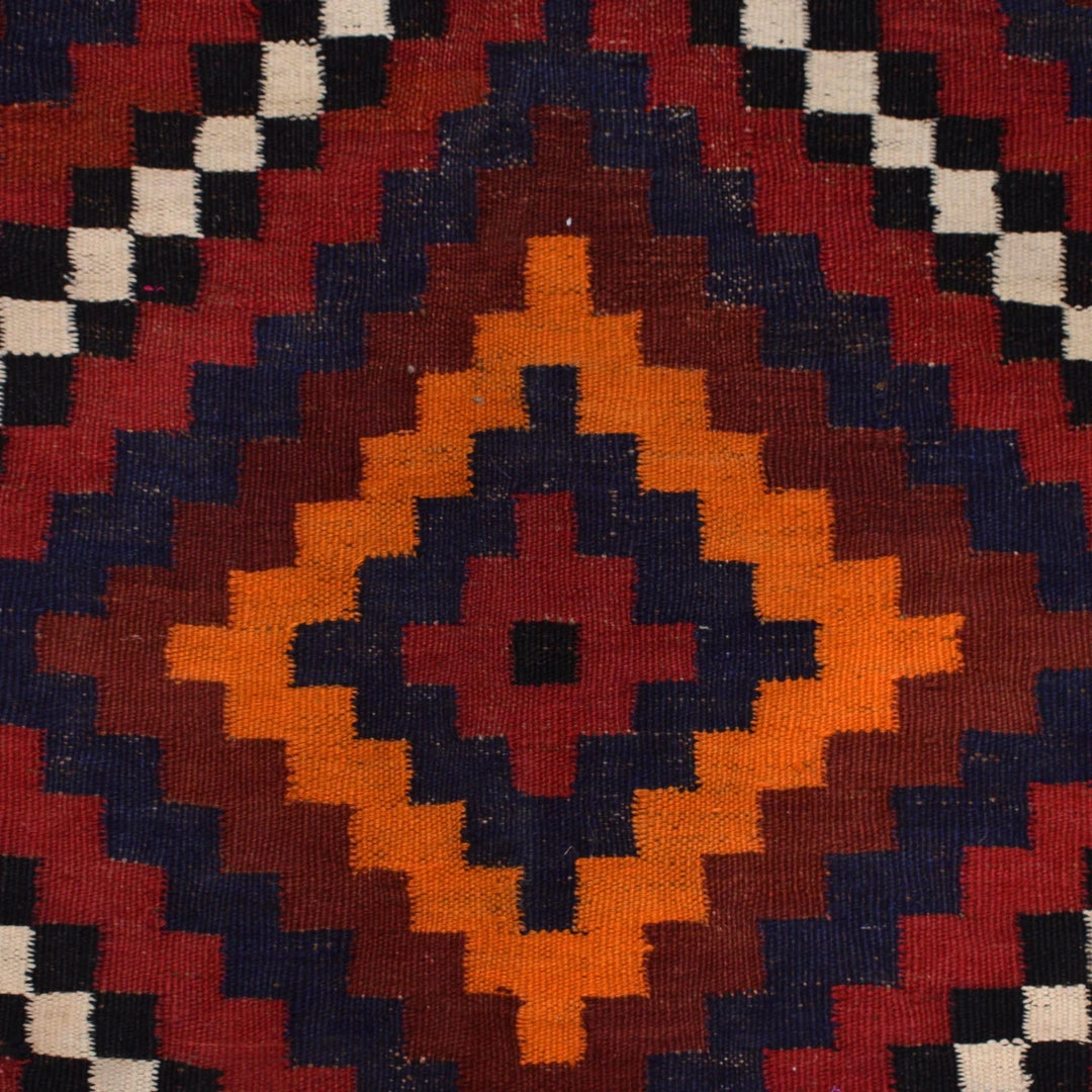 Red Afghan Maimana Kilim Rug 6'5" x 10'11" Flat-Weave | No. AL63663
