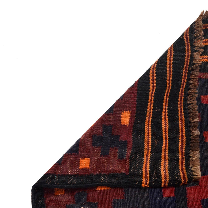 Red Afghan Maimana Kilim Rug 6'5" x 10'11" Flat-Weave | No. AL63663