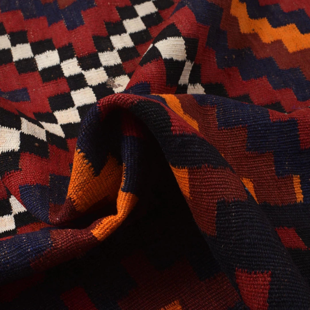 Red Afghan Maimana Kilim Rug 6'5" x 10'11" Flat-Weave | No. AL63663