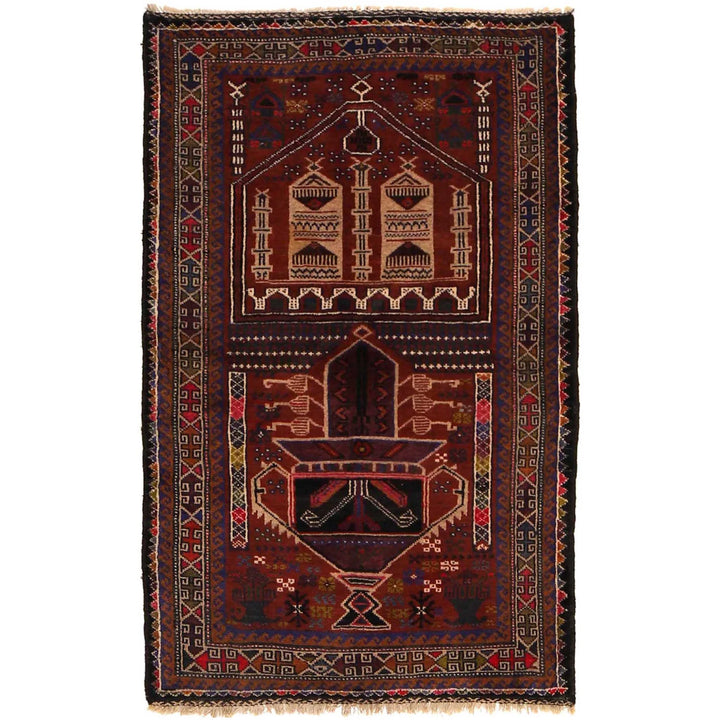 Afghan Prayer Rug 2' 8" x 4' 4" Hand-Knotted | No. AL63677